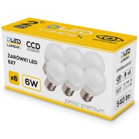 6x Żarówka E27 LED 660lm 6W kulka