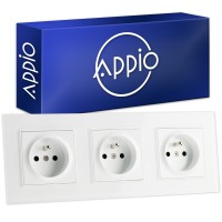 Potrójne gniazdko gniazdo z bolcem białe