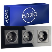 Potrójne gniazdko gniazdo z bolcem czarne