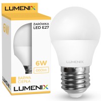 Żarówka LED E27 660lm 6W kulka