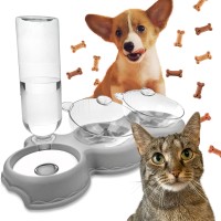 Podwójna miska z automatycznym dozownikiem wody bidon poidło dla psa kota