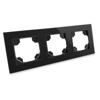 Potrójna ramka do gniazdka szklane gniazdo czarna