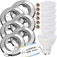 6x Zestaw oprawa okrągła chromowa  + GU10 6W + gniazdo GU10