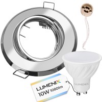 Zestaw oprawa okrągła chromowa + GU10 10W + gniazdo GU10