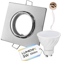 Zestaw oprawa kwadratowa satynowa + GU10 5W + gniazdo GU10