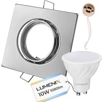 Zestaw oprawa kwadratowa satynowa + GU10 10W + gniazdo GU10