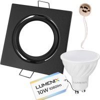 Zestaw oprawa kwadratowa czarna  + GU10 10W + gniazdo GU10