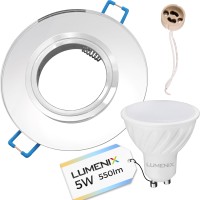 Zestaw oprawa okrągła szklana lustrzana + GU10 5W + gniazdo GU10