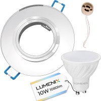 Zestaw oprawa okrągła szklana lustrzana + GU10 10W + gniazdo