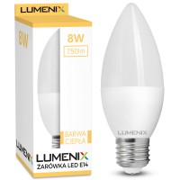 Żarówka LED E27 750lm 8W świeczka