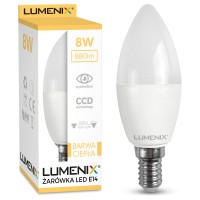 Żarówka LED E14 880lm 8W świeczka