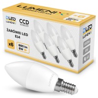 6x Żarówka E14 LED 880lm 8W świeczka