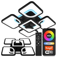 Lampa Sufitowa Czarna Plafon RGB CCT 72W LED 7920lm Aplikacja Tuya SMART