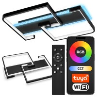  Lampa Sufitowa Czarna Plafon RGB CCT 46W LED 5060lm Aplikacja Tuya SMART
