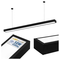  Lampa Wisząca Liniowa Biurowa 150cm 50W LED 4500lm 4500K CCD Czarna