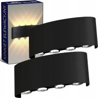 2x Lampa Elewacyjna Ścienna 8W LED Kinkiet Zewnętrzny Ogrodowy Góra Dół Aluminium