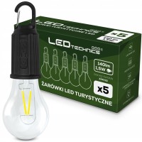 5x Żarówka Latarka Turystyczna LED USB C Namiot Biwak Haczyk Akumulator
