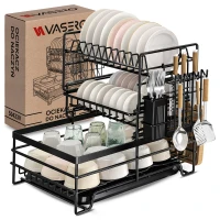 Stojąca Suszarka Do Naczyń Dwupoziomowa Duża Czarna Ociekacz Na Naczynia