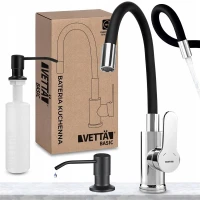 Bateria Kuchenna Elastyczna Giętka Stojąca Wylewka Kran Chrom + Dozownik