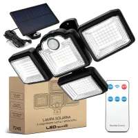 Lampa solarna LED czujnik ruchu zmierzchu Naświetlacz zewnętrzny + pilot