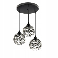 Lampa wisząca na 3xE27 czarna abażurowa