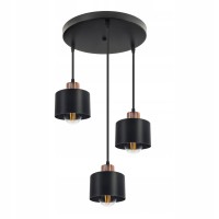 Lampa wisząca na 3xE27 czarna miedziana Kate